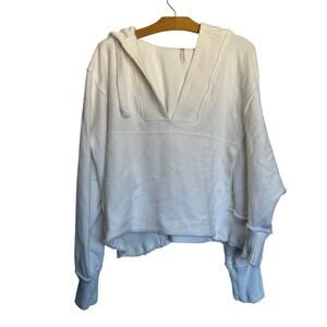Free People FP Movement Timko Hoodie Oversized V Neck Sweatshirt White Size L